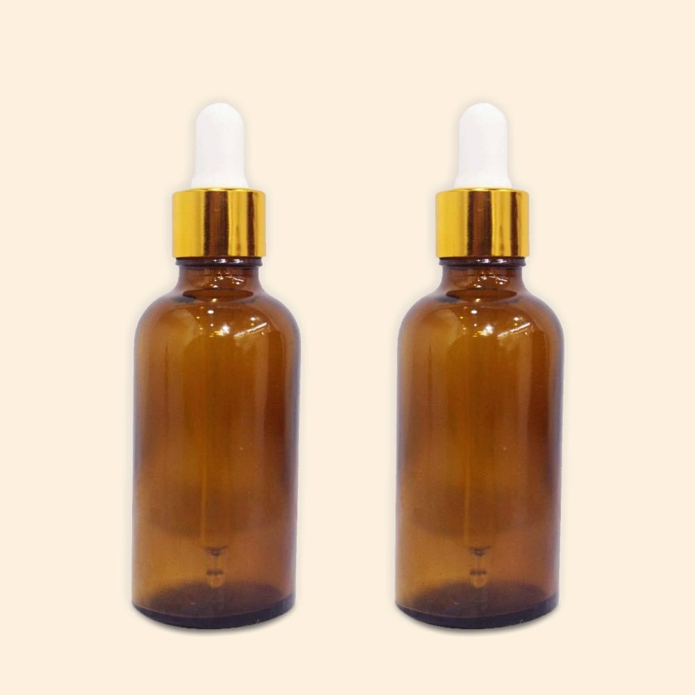Shoprythm Packaging,Glass Amber Bottles Shoprythm Glass Amber bottle with golden dropper & Funnel 2 Oz (2 Pack )